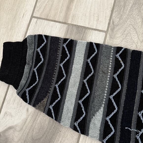 VTG Tundra Canada Mens 3D Knit Textured Sweater Size S Black Gray Retro Flaw* - Picture 5 of 14